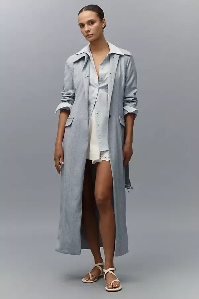 Avec Les Filles Cutaway Belted Maxi Trench Coat Jacket
