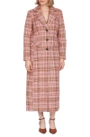 Avec Les Filles Cutaway Bouclé Long Coat In Purple