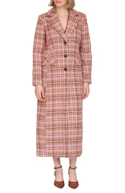 Avec Les Filles Cutaway Bouclé Long Coat In Purple