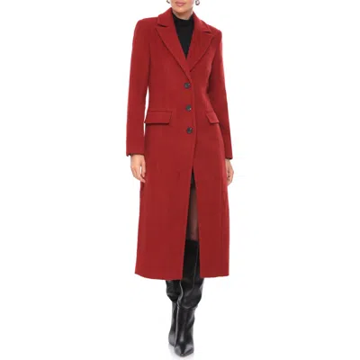 Avec Les Filles Cutaway Tailored Maxi Coat In Carmine