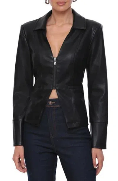 Avec Les Filles Cutaway Zip Jacket In Black