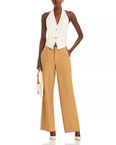 Avec Les Filles Cutout Waist Wide Leg Pants In Camel In Brown
