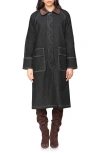 Avec Les Filles Dark Denim Coat With Barn Collar In Black
