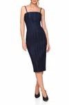 Avec Les Filles Denim Bodycon Midi Dress In Blue In Blue