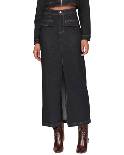 Avec Les Filles Denim Maxi Skirt In Black