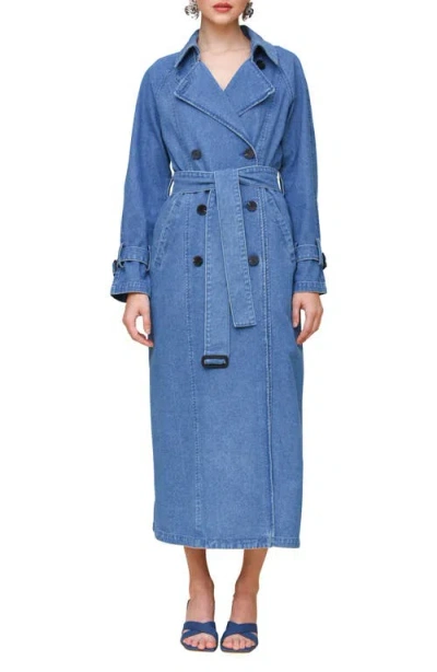 Avec Les Filles Denim Trench Coat In Borboleta Wash