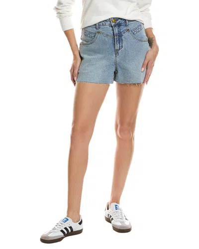 Avec Les Filles Distressed Denim Short In Blue