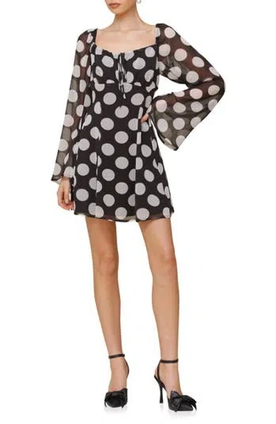 AVEC LES FILLES AVEC LES FILLES DOT LONG SLEEVE CHIFFON MINIDRESS