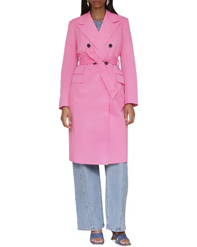 Avec Les Filles Double-breasted Duster Coat In Pink