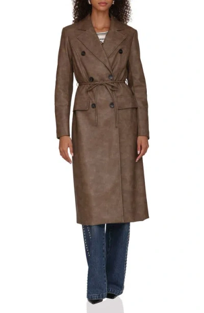 AVEC LES FILLES AVEC LES FILLES DOUBLE BREASTED FAUX LEATHER COAT