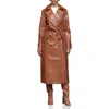 Avec Les Filles Double Breasted Faux Leather Trench Coat In Blue