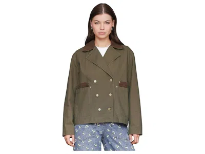 Avec Les Filles Double Breasted Peacoat In Green