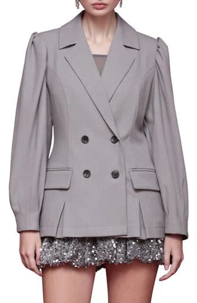 Avec Les Filles Double Breasted Puff Shoulder Blazer In Multi