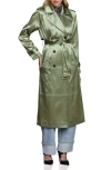 Avec Les Filles Double Breasted Satin Coat In Green