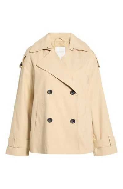 Avec Les Filles Double Breasted Short Trench Coat In Neutral