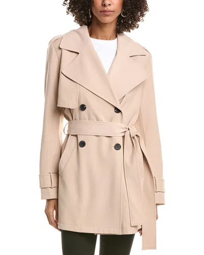 Avec Les Filles Double Breasted Soft Trench Coat In Neutral