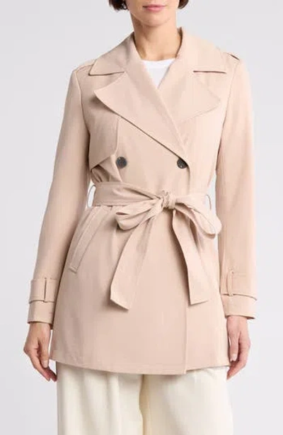 Avec Les Filles Double Breasted Softshell Trench Coat In Paradise