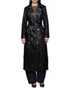 Avec Les Filles Belted Faux Leather Utility Trench Coat In Black