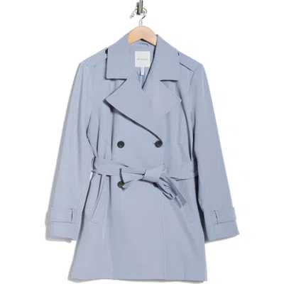 Avec Les Filles Double Breasted Trench Coat In Blue
