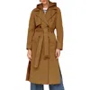 Avec Les Filles Double Breasted Trench Coat With Hooded Quilted Dickey In Coco