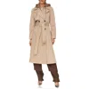 Avec Les Filles Double Breasted Trench Coat With Hooded Quilted Dickey In Khaki