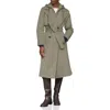 Avec Les Filles Double Breasted Trench With Hooded Quilted Bib In Gray