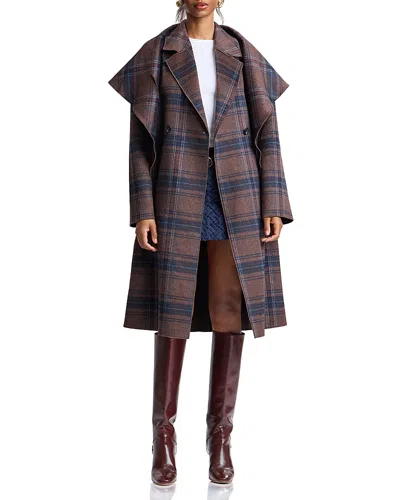 Avec Les Filles Double Faced Scarf Coat In Brown
