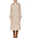 Avec Les Filles Waterfall Drape Front Double Breasted Trench Coat In Neutral