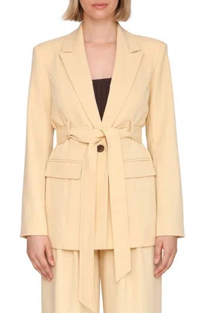 Avec Les Filles Drapey Long Belted Blazer In Neutral