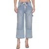Avec Les Filles Drawstring Crop Jeans In Blue