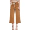 Avec Les Filles Drawstring Waist Crop Carpenter Pants In Brown