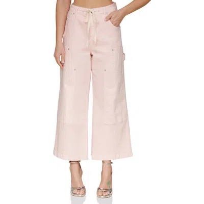 Avec Les Filles Drawstring Waist Crop Carpenter Pants In Pink