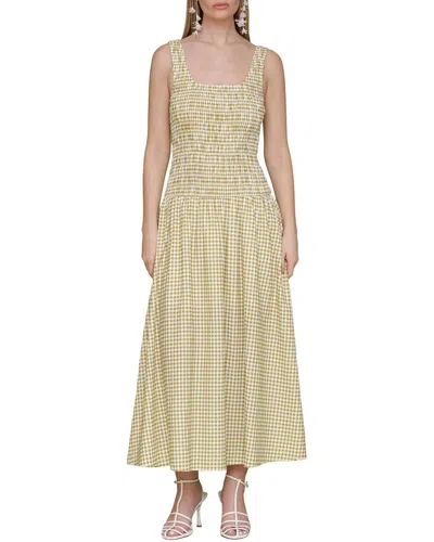 Avec Les Filles Drop Waist Smocked Bodice Linen-blend Dress In Neutral