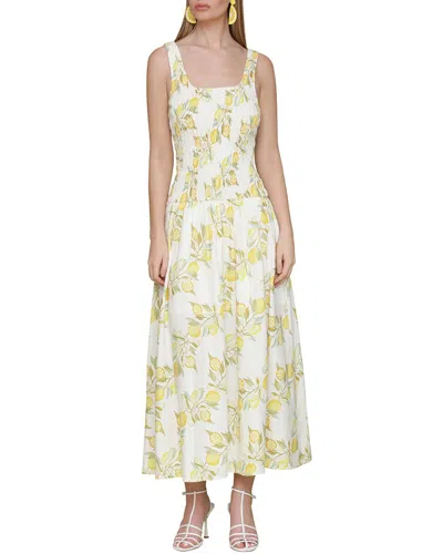 Avec Les Filles Drop Waist Smocked Bodice Linen-blend Dress In Transparent