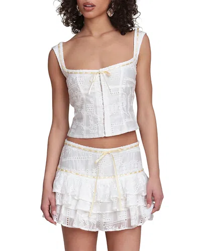 Avec Les Filles Embroidered Corset Top In White