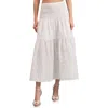 Avec Les Filles Embroidered Eyelet Smocked Cotton Midi Skirt In White