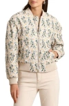 Avec Les Filles Embroidered Daisy Bomber Jacket In Cream Floral