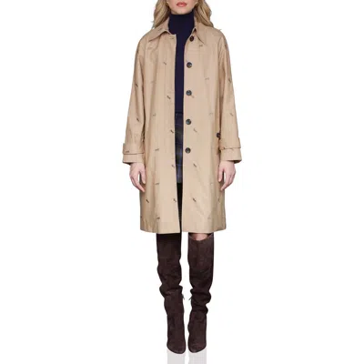 Avec Les Filles Equine Embroidered Cotton Blend Trench Coat In Neutral