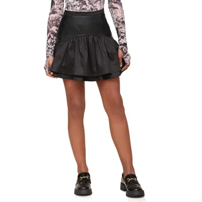 Avec Les Filles Faux-ever Leather™ Mixed Media Miniskirt In Black