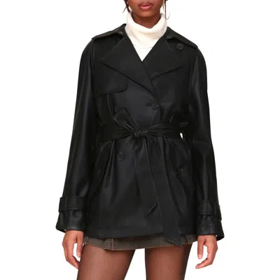 Avec Les Filles Relaxed Midlength Walking Coat In Black