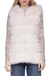 Avec Les Filles Faux Fur & Faux Leather Hooded Zip Vest