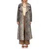 Avec Les Filles Maxi Oversized Belted Faux Fur Coat Black Cheetah In Multi