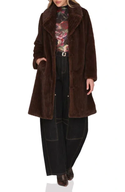 Avec Les Filles Faux Fur Belted Coat In Brown