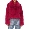 Avec Les Filles Faux Fur Crop Jacket In Raspberry