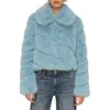 Avec Les Filles Faux Fur Crop Jacket In Seafoam