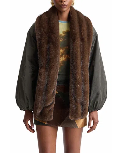 Avec Les Filles Faux Fur Trim Coat In White