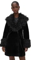 Avec Les Filles Faux Fur Trimmed Tailored Coat Black In Black