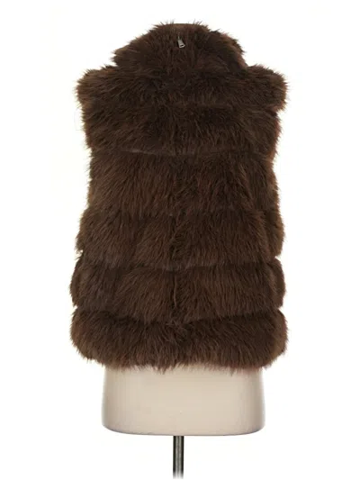 Pre-owned Avec Les Filles Faux Fur Vest In Brown