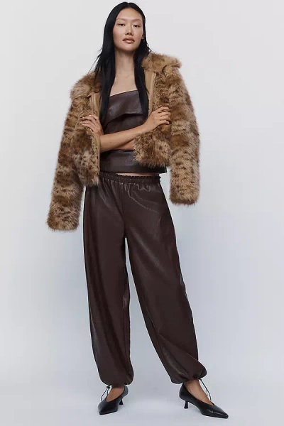 Avec Les Filles Faux Leather Balloon Pants In Brown