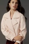 Shop Avec Les Filles Faux-leather Cropped Peacoat Jacket In Pink
